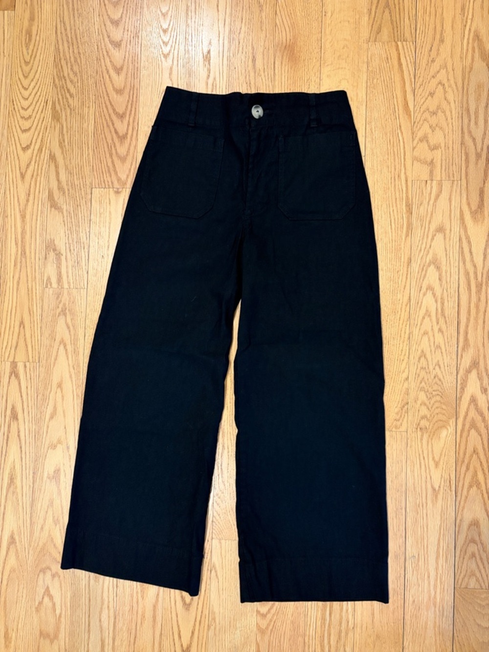 Maeve Colette crop Wide Leg Black Pants - Front Patch Pockets 28p